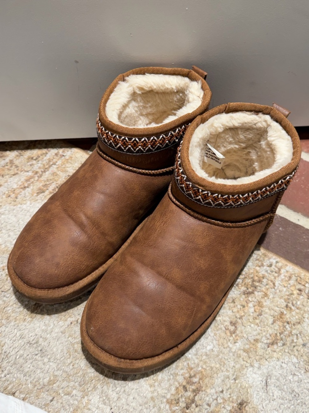 Lamo Tan Faux-Shearling Lined Slip-On Boots